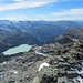 Blick nach Südwesten über den Kops- Stausee, im Hintergrund die Berge von Graubünden (CH)