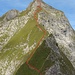 Die vermutete Route im oberen Bereich (in Anlehnung an "Münchner Bergtouren - Felstouren im II. Grad")
