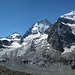 unten der Glacier de Zinal - wo der andere Hüttenzustieg den Gletscher quert