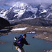 Aufstieg zum Kleinen Angelus (3318m) am zweiten Tag. Achim denkt immer noch, dass es zum Surfen geht. Wenige Minuten später ist er angeseilt und der Irrtum ist geklärt.