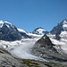 aus den beiden sichtbaren Gletschern und dem von links kommenden (nicht zu sehen) entsteht der Glacier de Zinal
