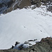 Meine Route über den Gletscher zum Mettelhorn, einige Spalten sind zu erkennen (vom Platthorn fotografiert).<br />Mit Zoom ist sie besser zu erkennen.