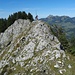 Brünnstein-Gipfel mit Wendelstein im Hintergrund