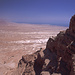 Blick am Nordsporn des Tafelbergs von Masada vorbei nach Norden auf das Tote Meer.