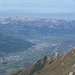 Blick ins Rheintal, im Hintergrund der Alpstein mit Säntis & Co.