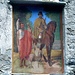 Il dipinto raffigurante San Giovanni Battista e San Fedele a cavallo, recentemente restaurato