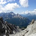 Monte Sorapis(3205m) und Monte Pelmo(3168m)-rechts in Wolken.