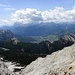 Tiefblick ins Val Padeon und Cortina d'Ampezzo.