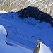 Tiefblick zum schwindenen Oberaletschgletscher und dem Schatten des Sparrhorns