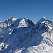 La "Triade" Bernina-Scerscen-Roseg.<br />A sinistra, sullo sfondo, il Palü