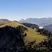 Im Aufstieg zum Niderhore ergibt sich ein prächtiger Rückblick auf die Alphütten beim Obere Bufal und die Niesen-Kette