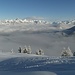 Blick vom Gipfel Richtung Bludenz, das heute im Nebel bleibt.