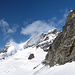 Jungfraujoch - oben drauf die Sphinx, unten der Gletscherausgang