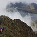 Der Ostgratsattel P.4205m unterhalb vom Fuya Fuya Ostgipfel (Cerro Este). Im Hintergrund ist die Laguna da Mojanda (3722m).
