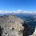 Blick Richtung Westen, Pelmetto,2999m mit Marmolada dahinter ,etwas rechts Sella und Puez-Geisler Dolomiten.