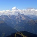 Genau im Bildmitte es sieht sich Passo Ombretta,2702m, zwischen Cime di Ombretta,3011m-links und Marmolada, 3343m-rechts.Morgen?