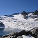 Pizol 2844m mit dem Wildsee 2438m und der Aufstiegsroute über den Gletscher.