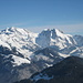 Alpsteinmassiv. Der Gulmen oberhalb Wildhaus rechts im Bild wartet auch noch auf eine Besteigung mit Schneeschuhen