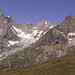 Panorama Mont Blanc-Massiv - rechts Mont Dolent und links Grandes Jorasses 
